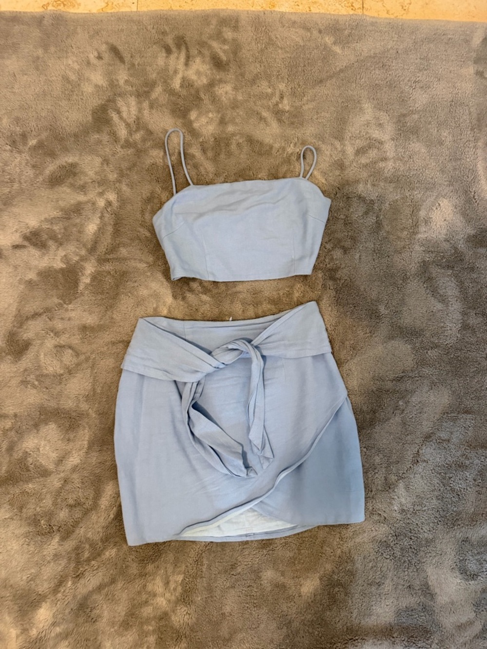 Superdown Light Blue Wrap Front Mini Skirt - Women